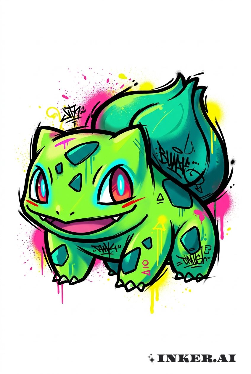 Graffiti Bulbasaur Nhip Điệu Đô Thị