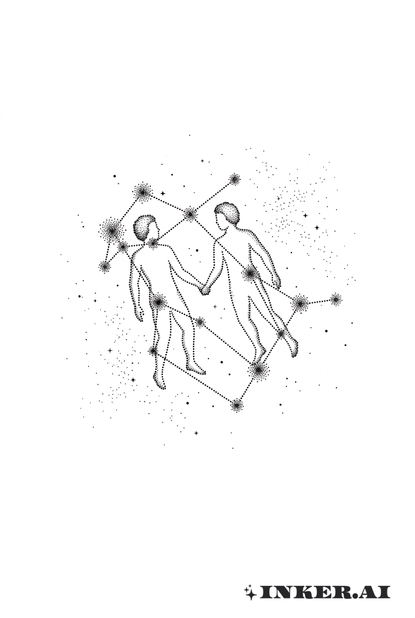 Dotwork Zwillinge-Sternbild