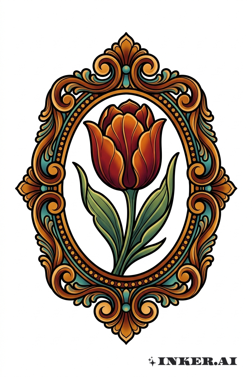 Tulipe avec Cadre Orné