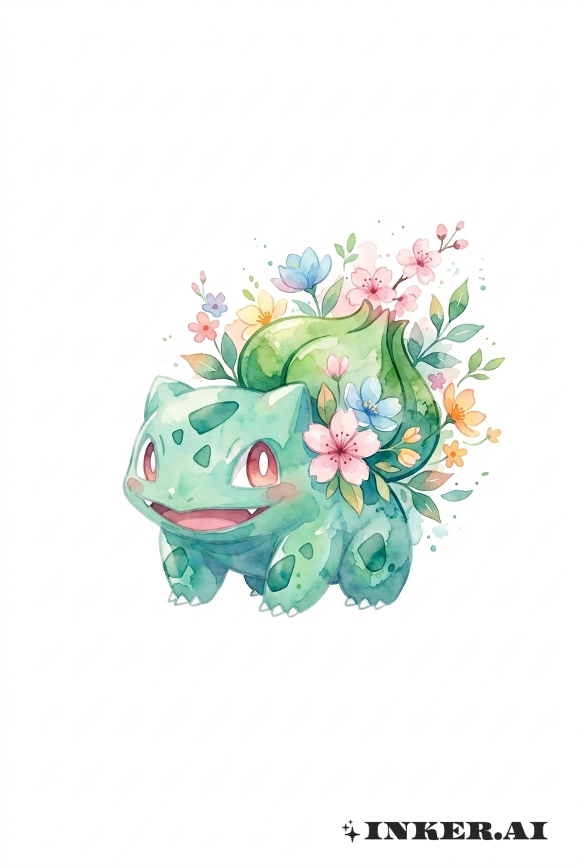 Bulbasaur Nở Hoa Màu Nước