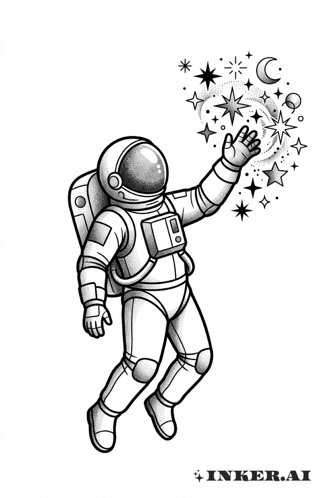 星々に手を伸ばす宇宙飛行士