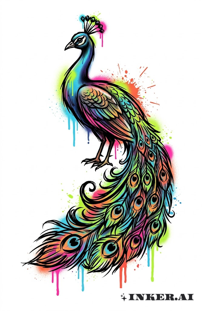 グラフィティピーコックストリートステンシル