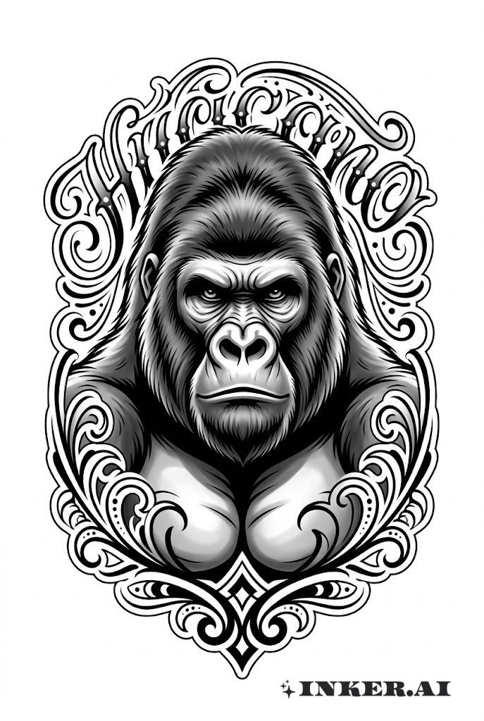 Chicano-Gorilla-Porträt mit Schriftzug