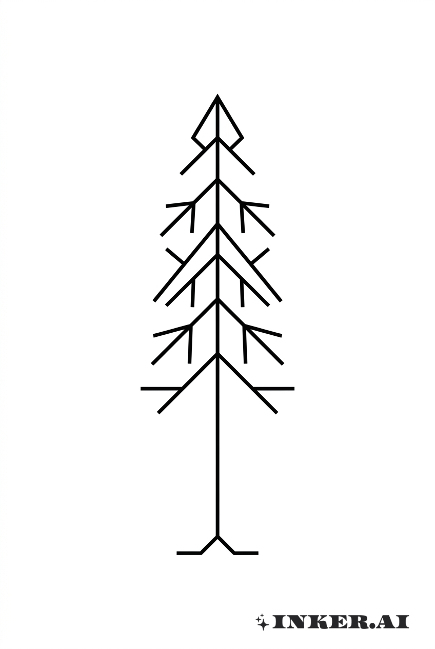幾何学的なレッドウッドツリーのアウトライン