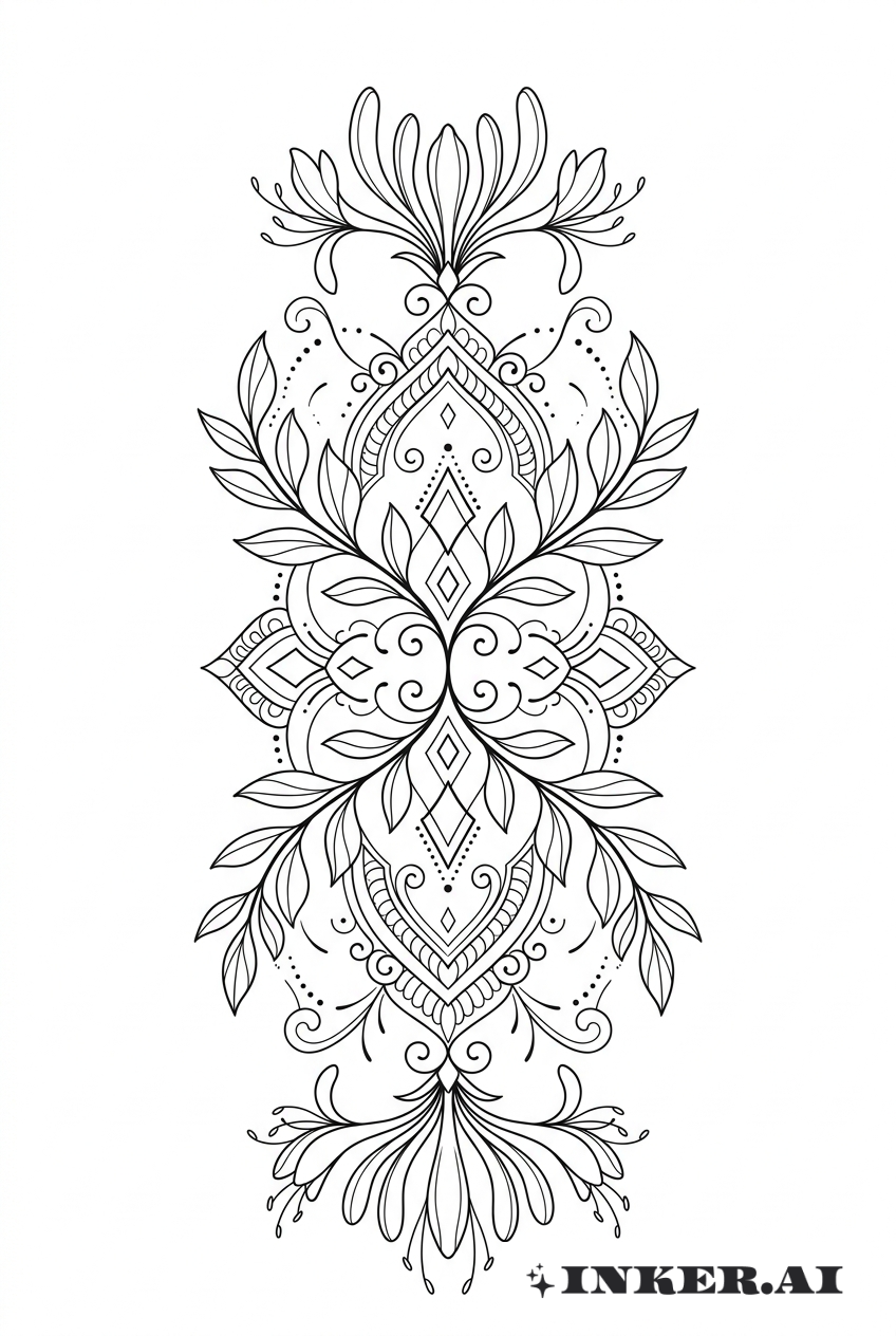 Symmetrical Honeysuckle Mandala