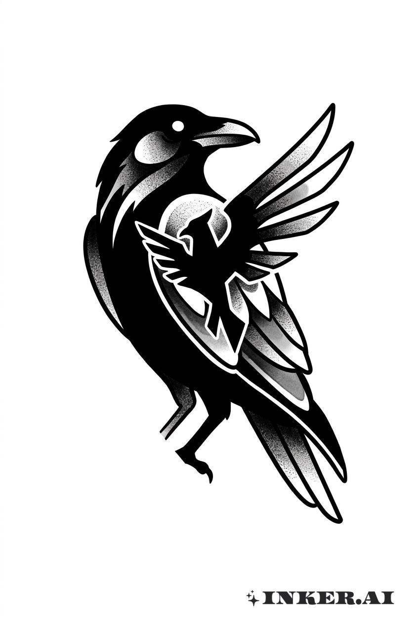 Símbolo de Geass com Silhueta de Corvo