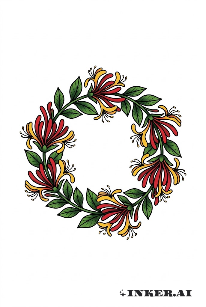 전통적인 인동덩굴 화환