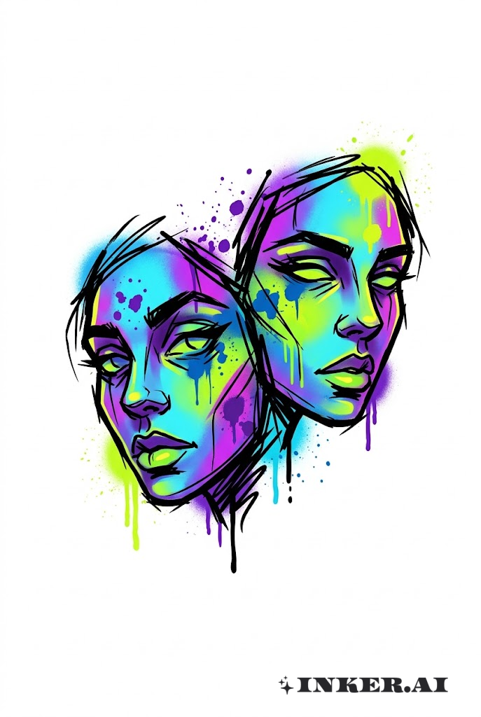 Gemini Doppelgesichter Graffiti