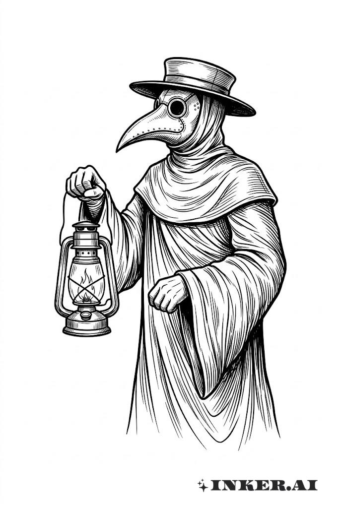 素描瘟疫醫生提燈造型