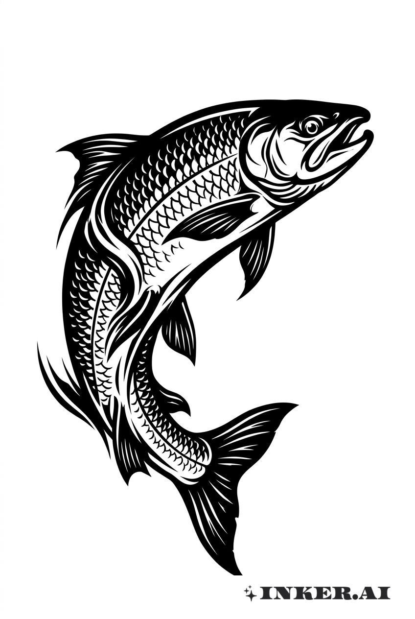 Salmão em Blackwork Marcante