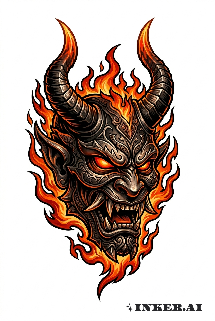 3D Fiery Demon Mask