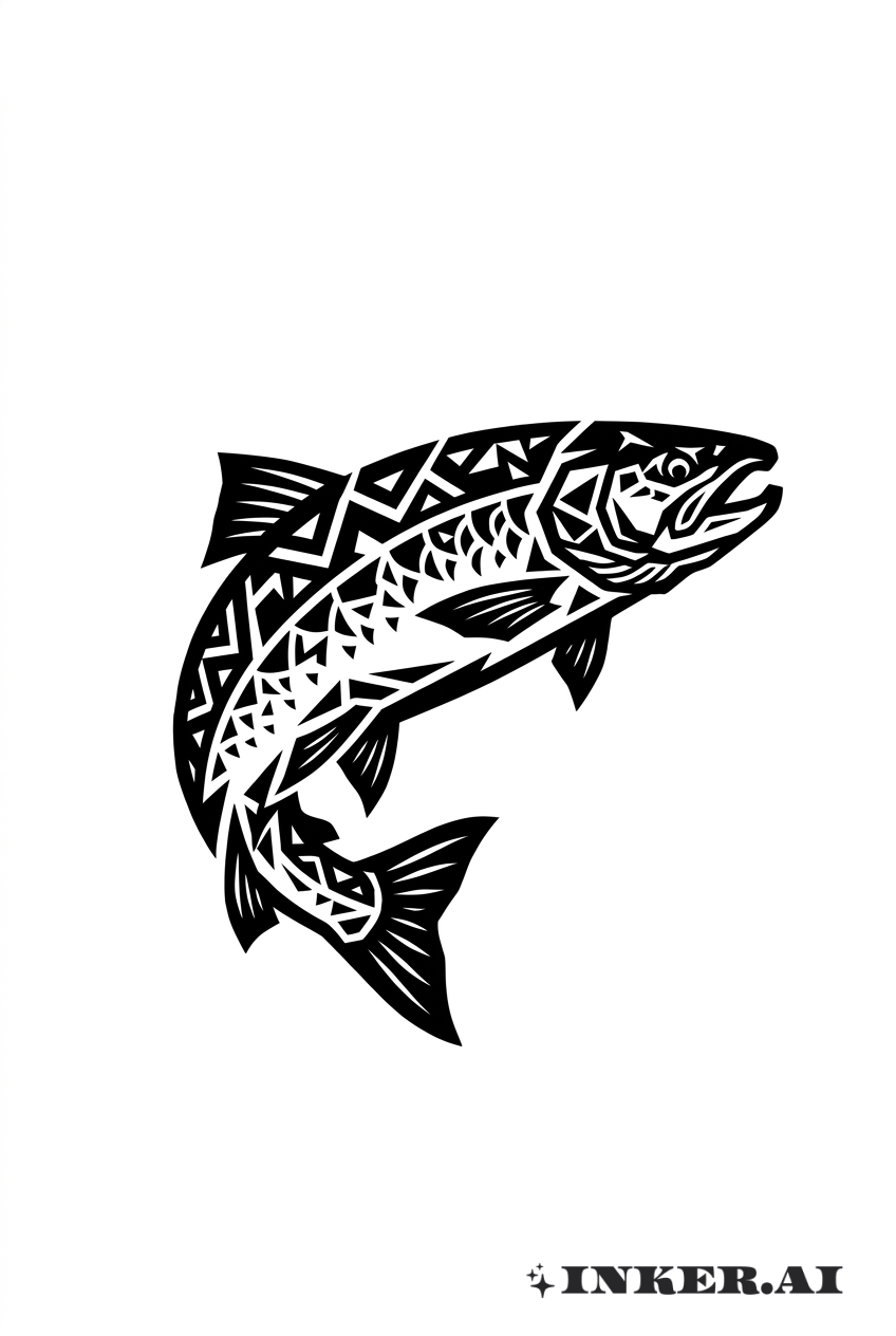 Salmon Geométrico em Blackwork