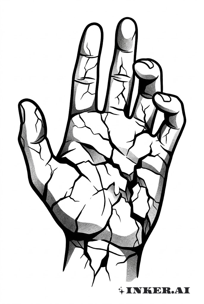 Lòng Bàn Tay Vỡ Trong Trường Phái Siêu Thực Đen Và Xám