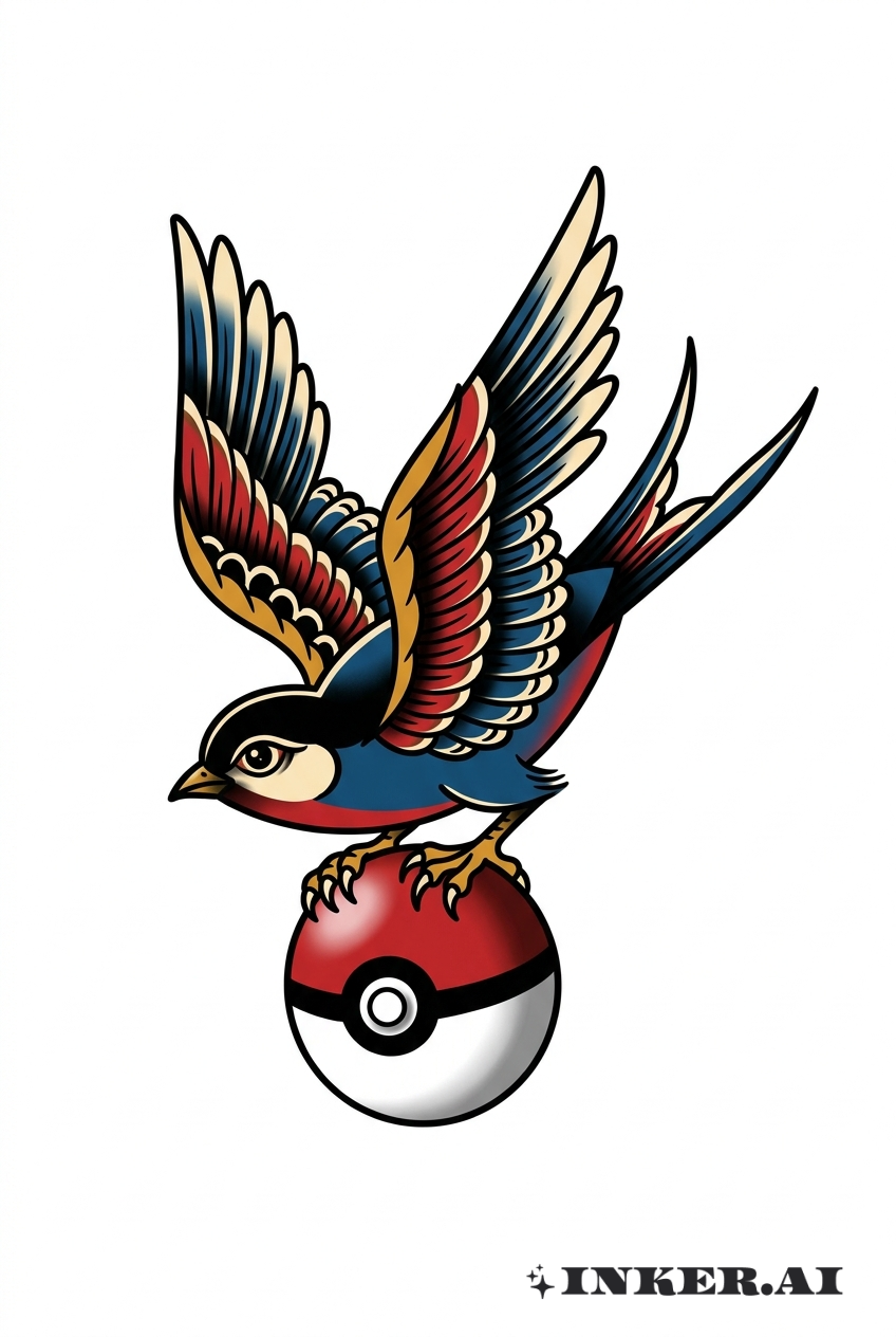 L'Hirondelle Portant une Pokeball