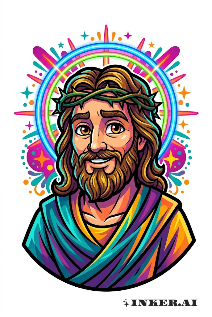 Jesus with Neon Halo