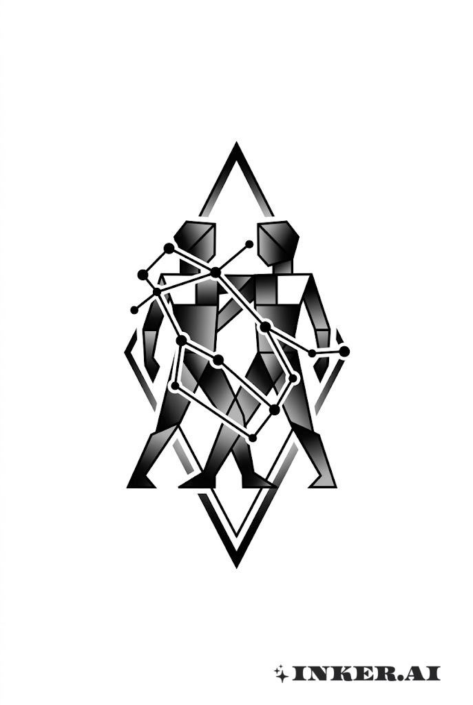 ジェミニ星座の幾何学デザイン