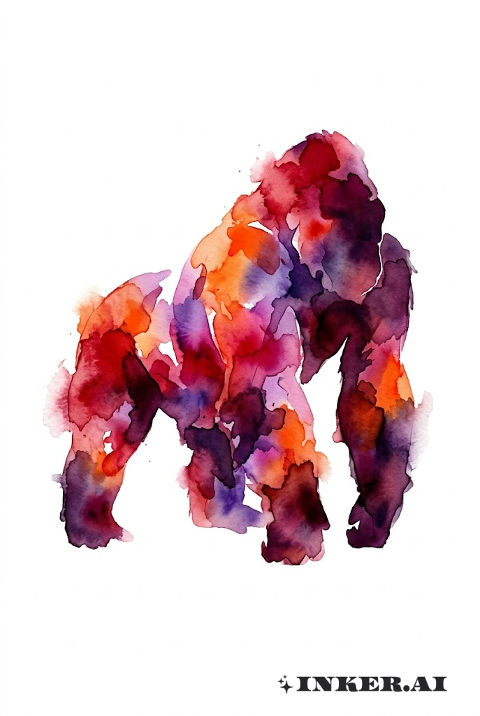 Aquarell-Gorilla-Silhouette-Spritzer