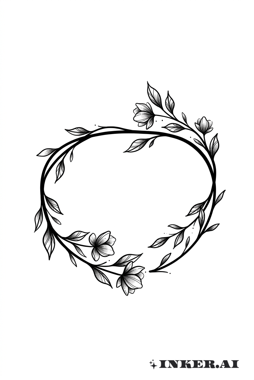 黑灰色的蔓藤缠绕纹身