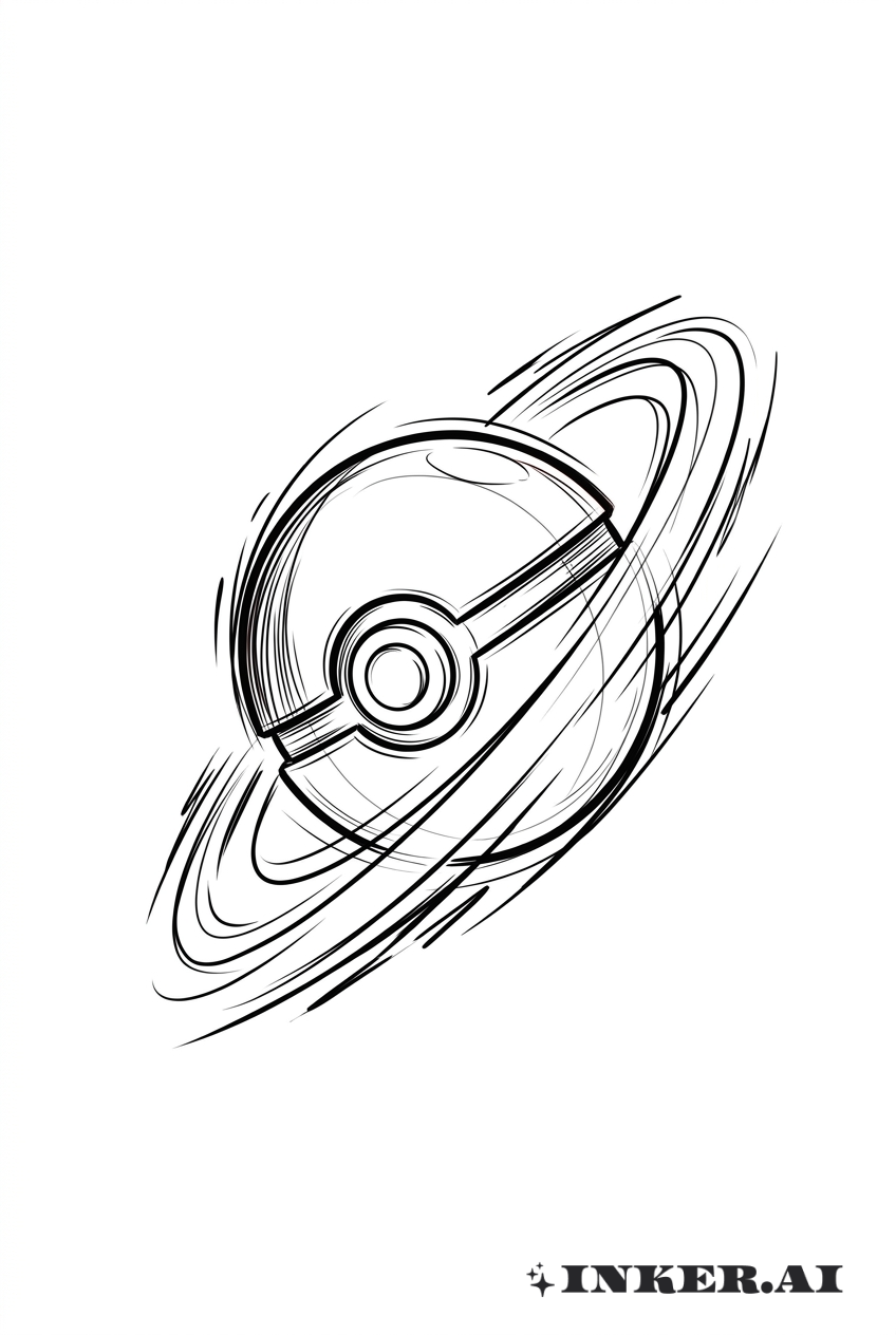 Pokéball croquis en plein lancer