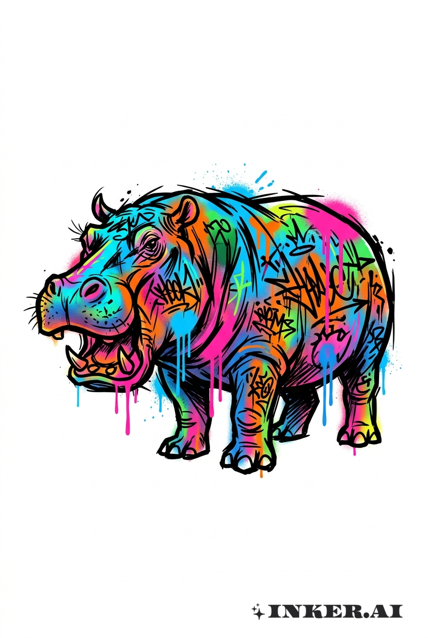 Tagging Nilpferd Wildkunst