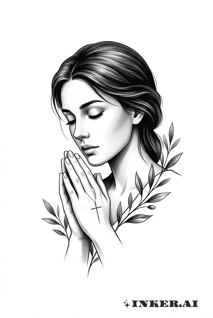 信仰写実 祈る女性