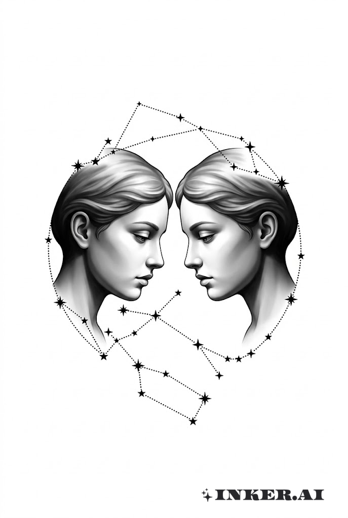 寫實雙子星座肖像刺青