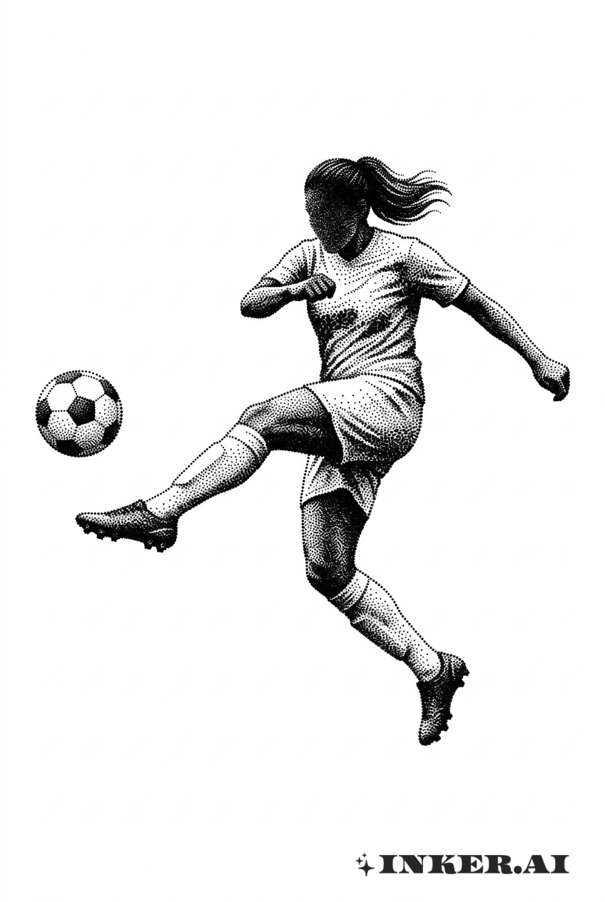 Dotwork Soccer Player Silhouette