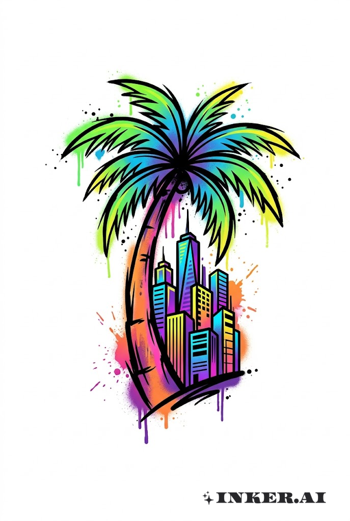 Graffiti Palm Skyline