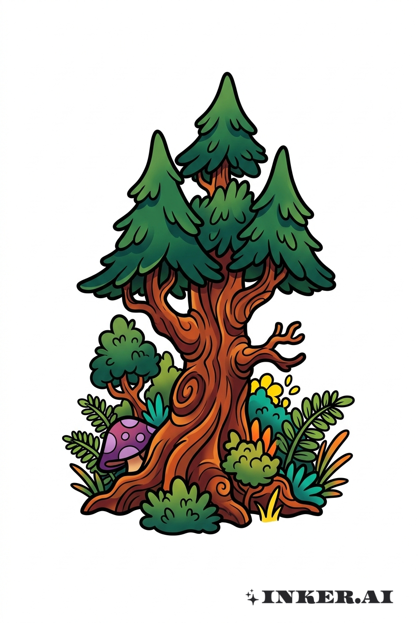 紅木樹 卡通森林