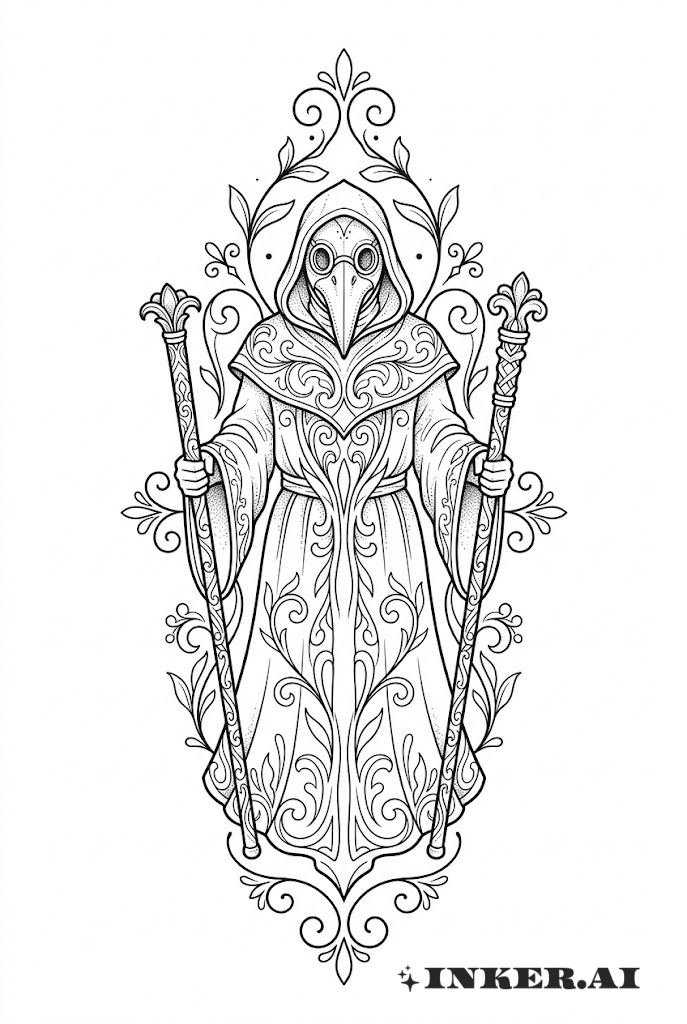 瘟疫醫生與裝飾性權杖