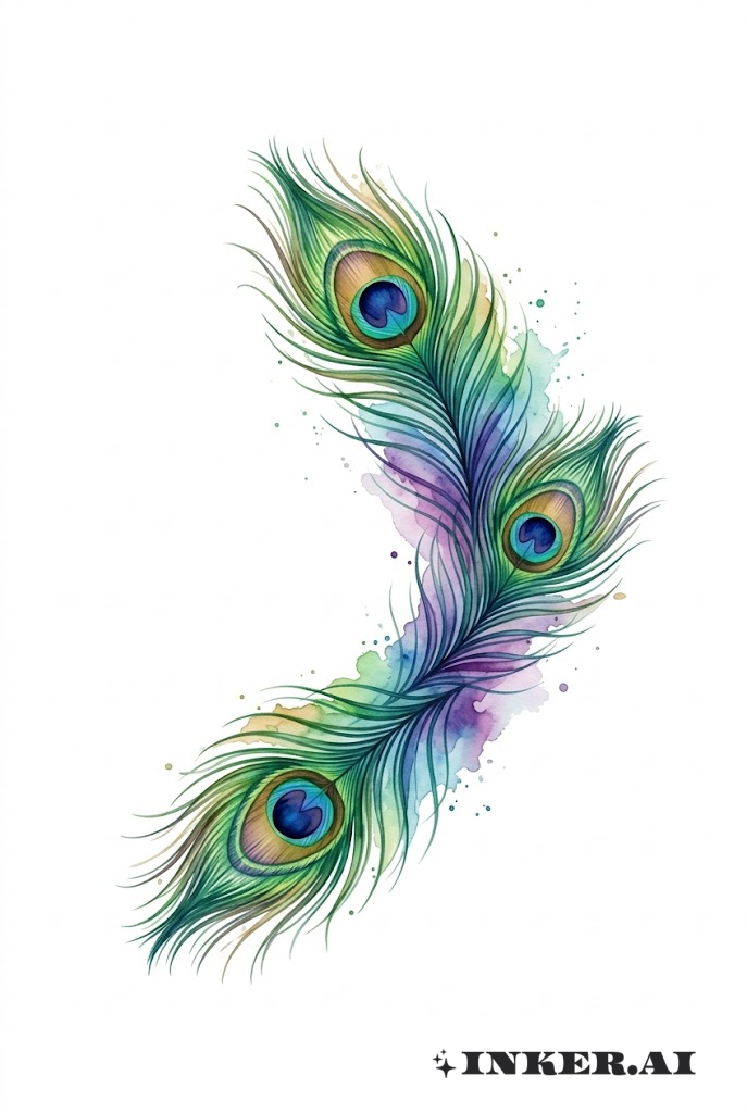 水彩孔雀羽毛