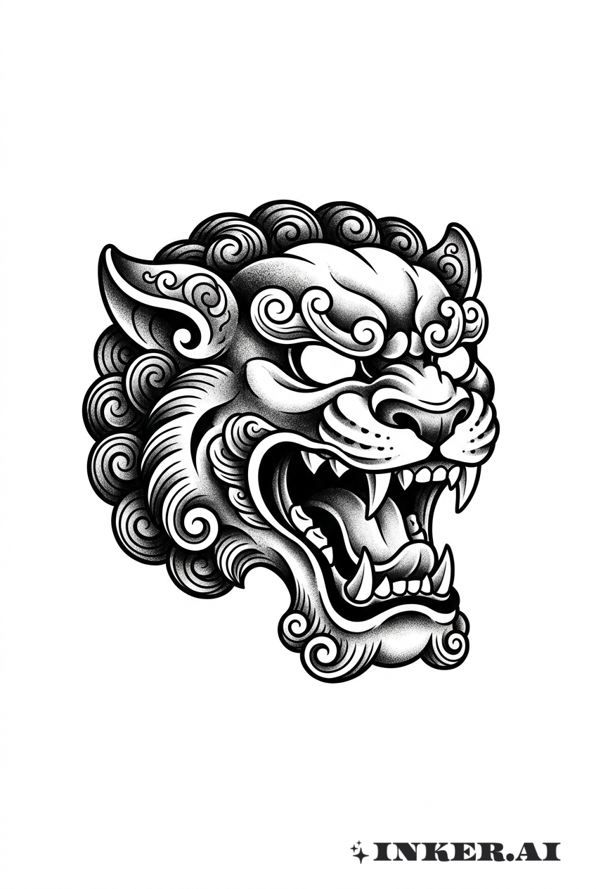 Máscara de Leão de Fu Rugindo