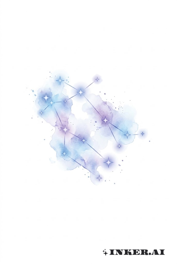水彩雙子座星座輝光