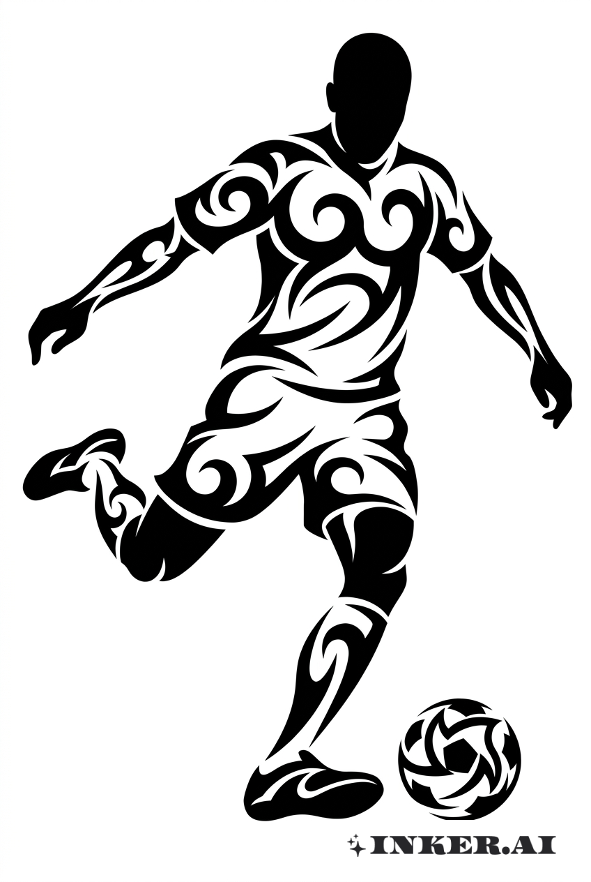 Tribal Soccer Player Silhouette