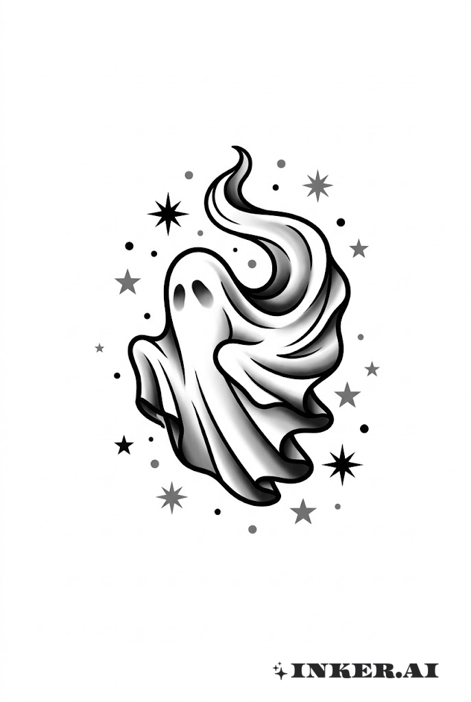Ghostly Veil Traditional Tattoo