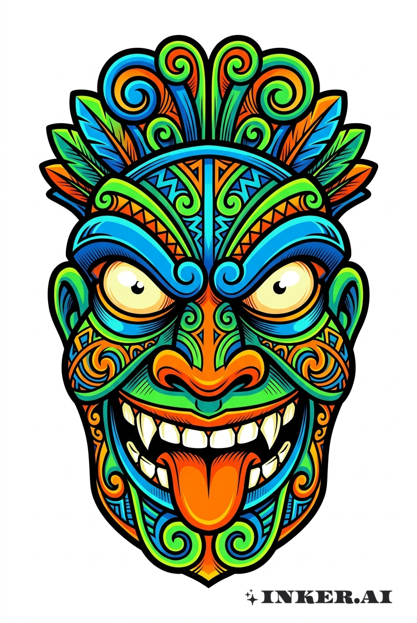 Visage Tiki Maori Nouvelle École