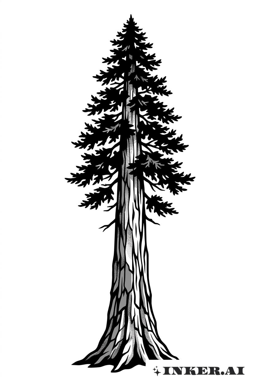 ブラックとグレーのレッドウッドツリーシルエット