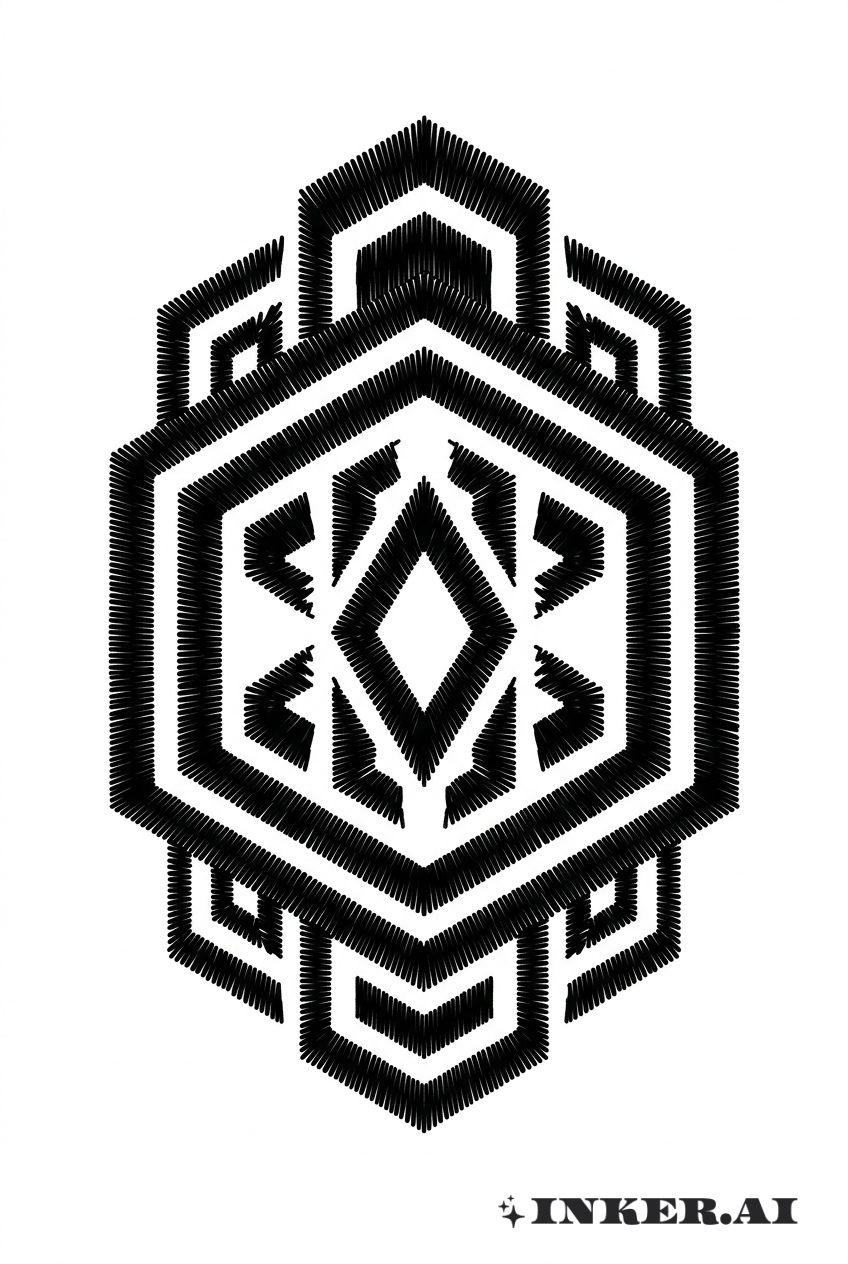 Geometrisches Stickerei-Blackwork-Design