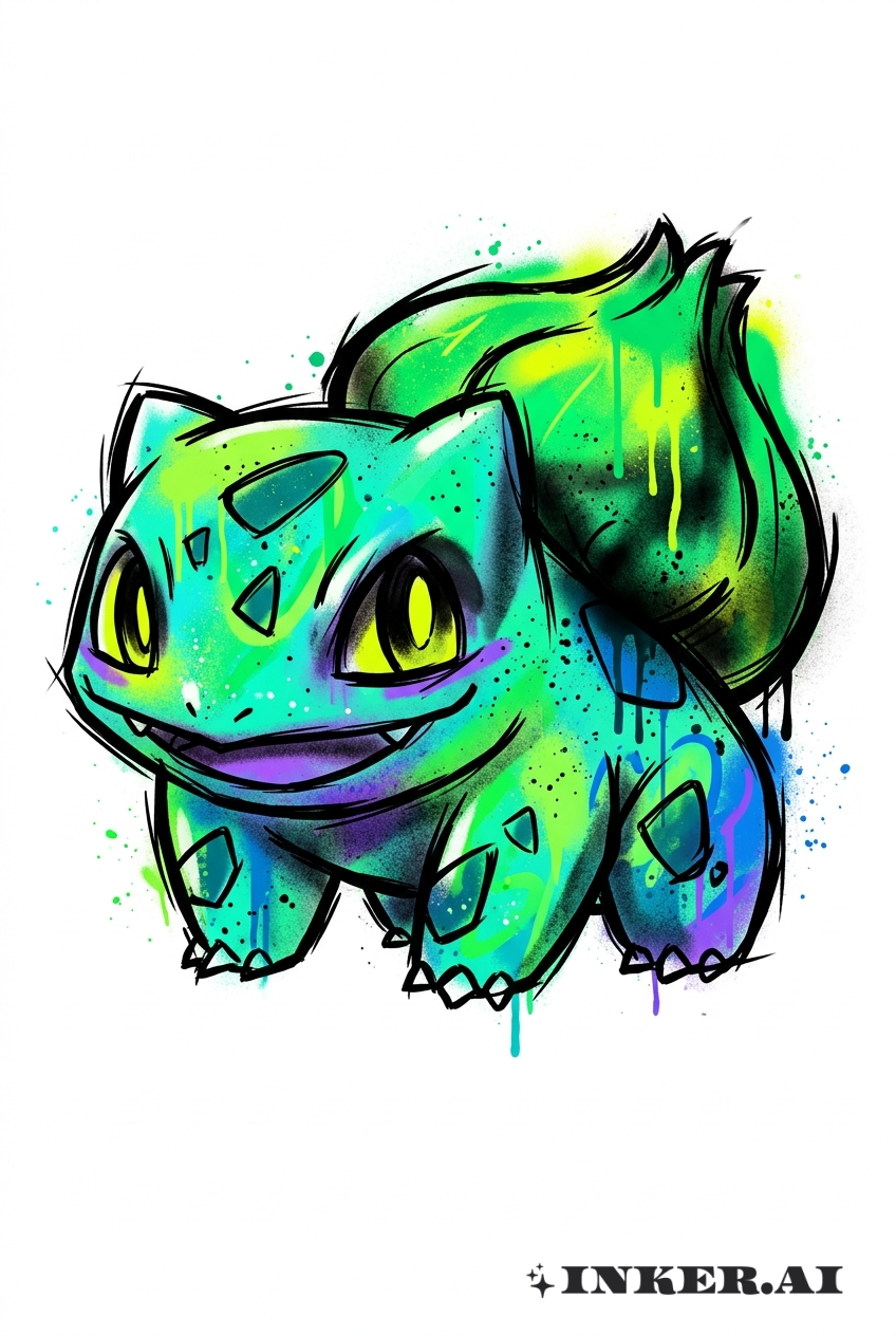 Nghệ thuật phun Graffiti Bulbasaur Hoang Dã
