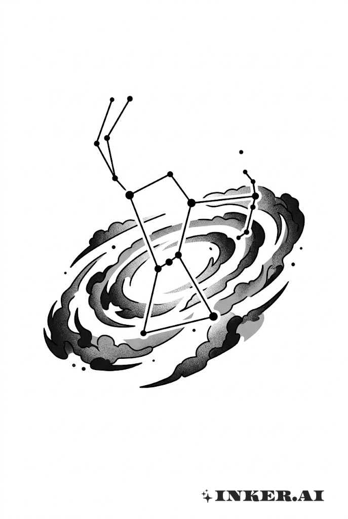 Constelación de la Galaxia en Negro y Gris