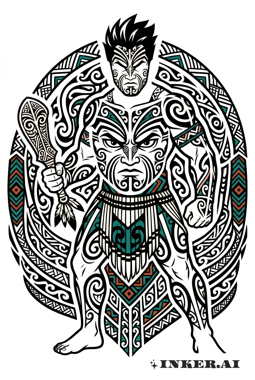 Tatouage d'esprit guerrier Māori inspiré par l'anime