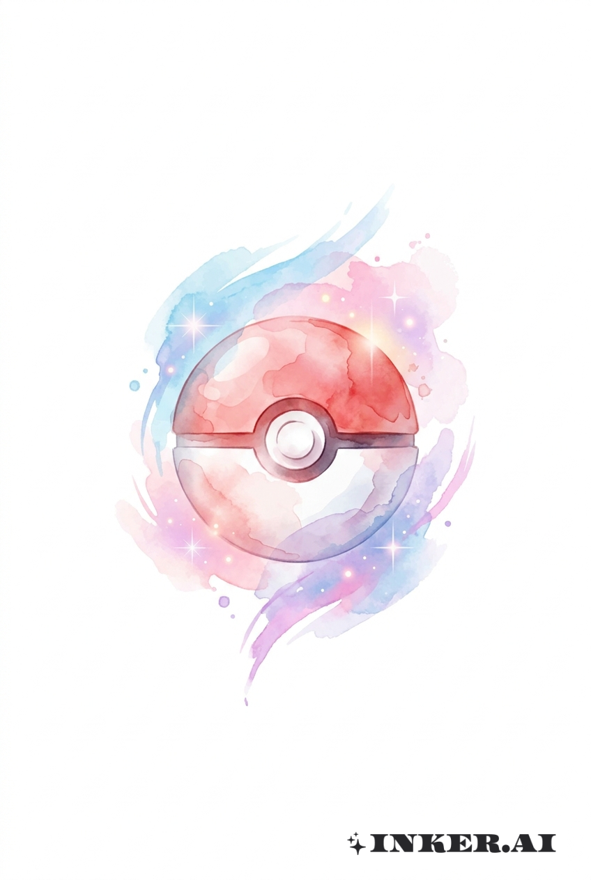 Pokéball Mystique en Aquarelle