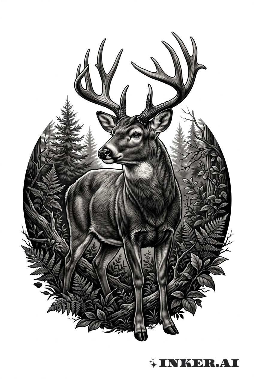 Buck in Forest Realism