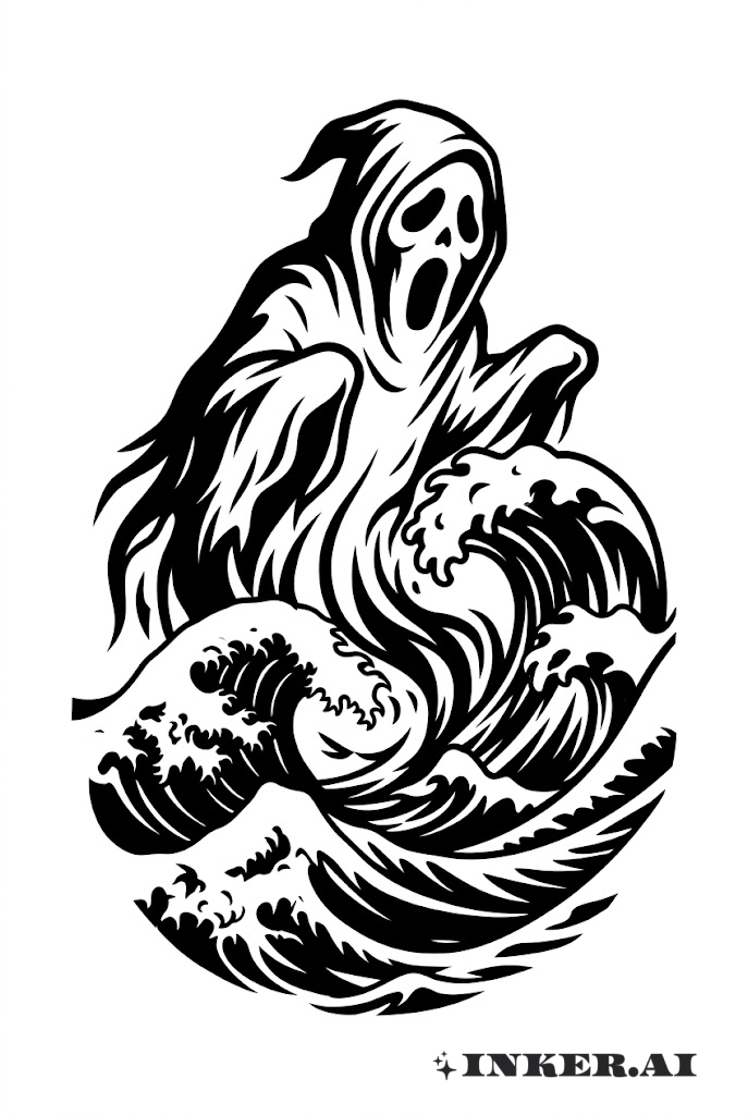 Ola Creciente Fantasma Blackwork