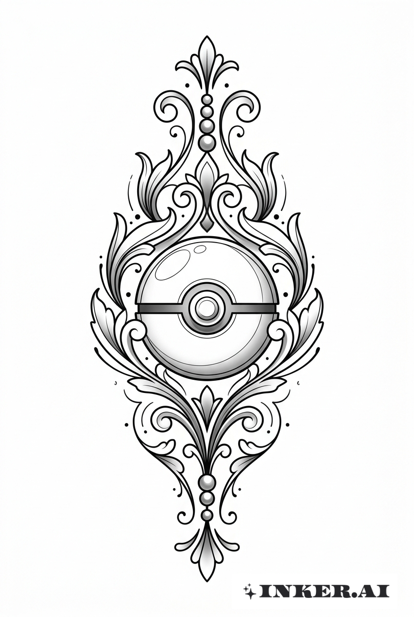 Cadre Ornemental Floral de Pokéball