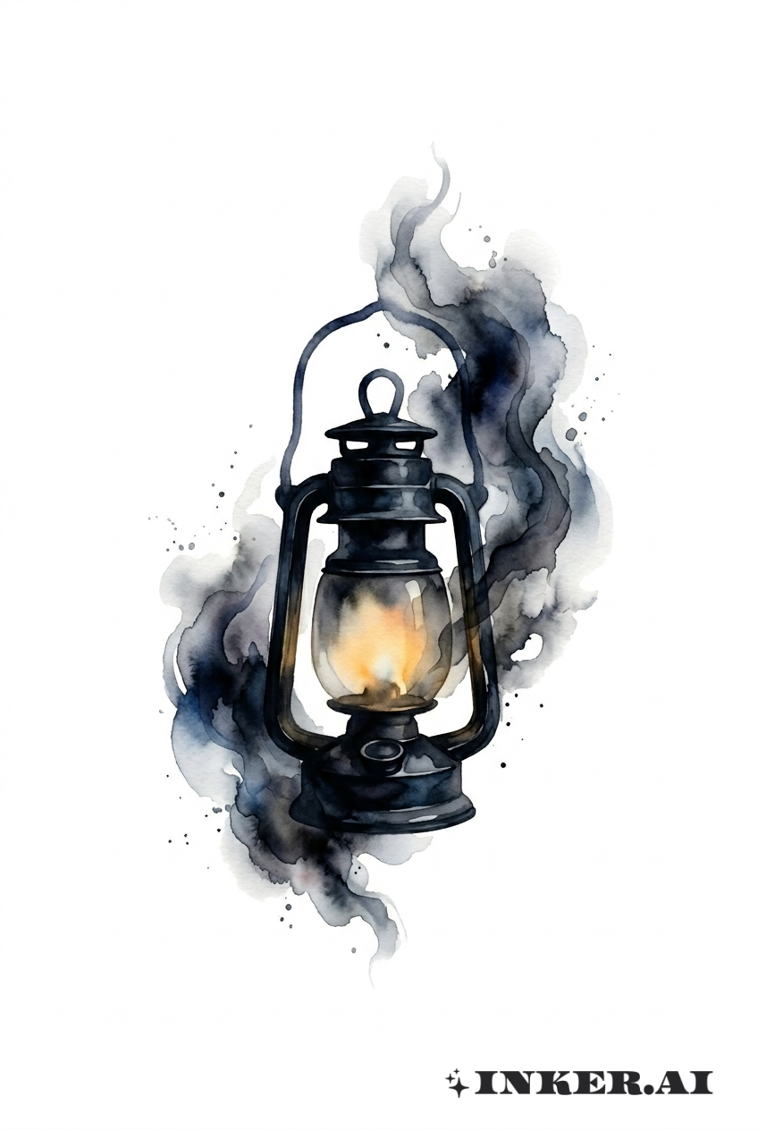 水彩霧中的黑燈籠