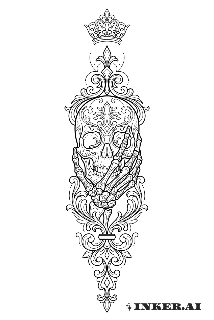 Barocke Schädel-Hand Emblem