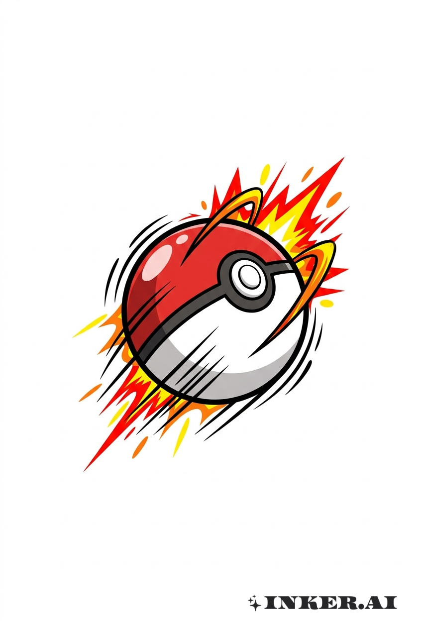 Scène de Combat d'Anime avec Pokeball