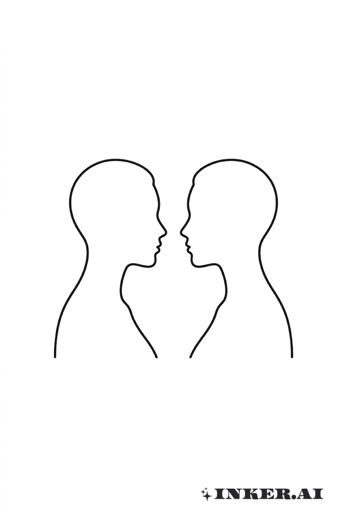極簡雙子座雙胞胎剪影