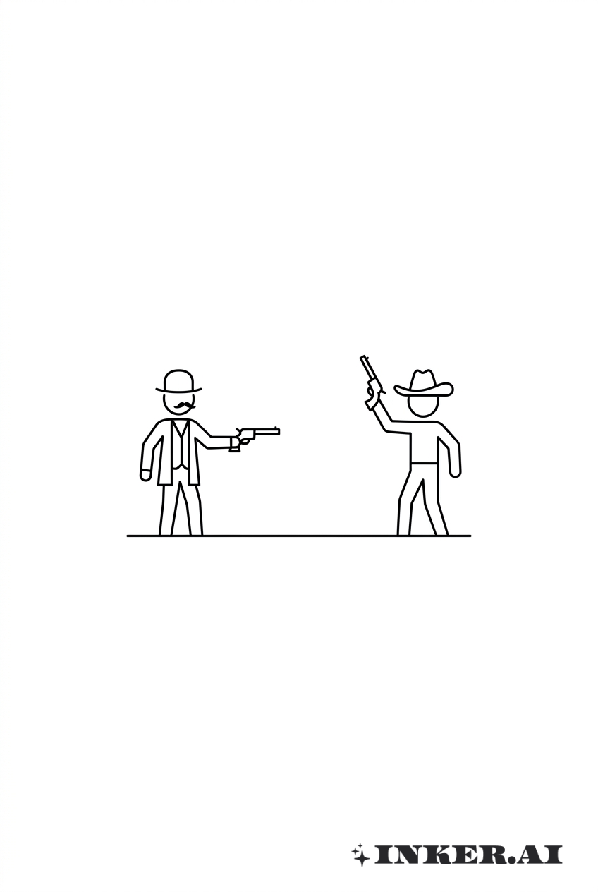 Minimalistische Szene des Duells von Doc Holliday